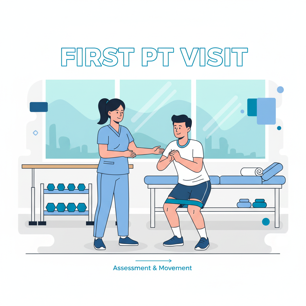 A physical therapist guides